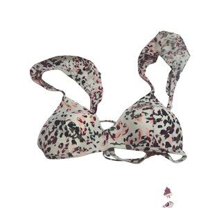 Hula Honey Womens Push-Up Bikini Top White/Pink Floral Print Size S Swimwear New